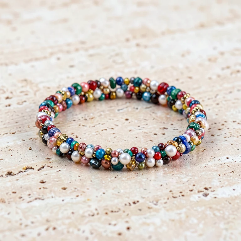 Imitation Colour Seed Bead Stretch Bracelet