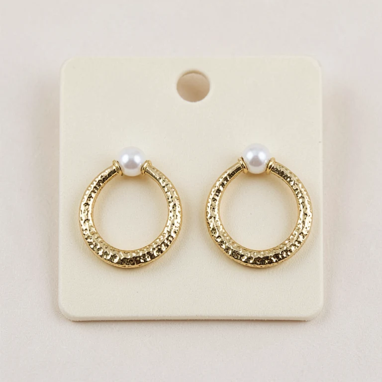 Imitation Gold-Tone Hammered Hoop Earrings