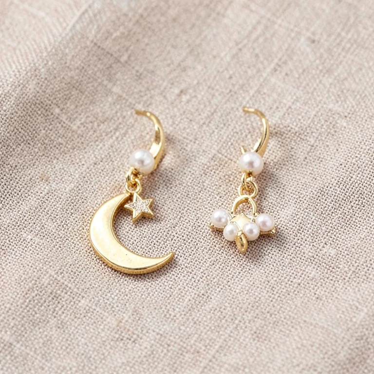 Imitation Moon and Star Drop Earrings