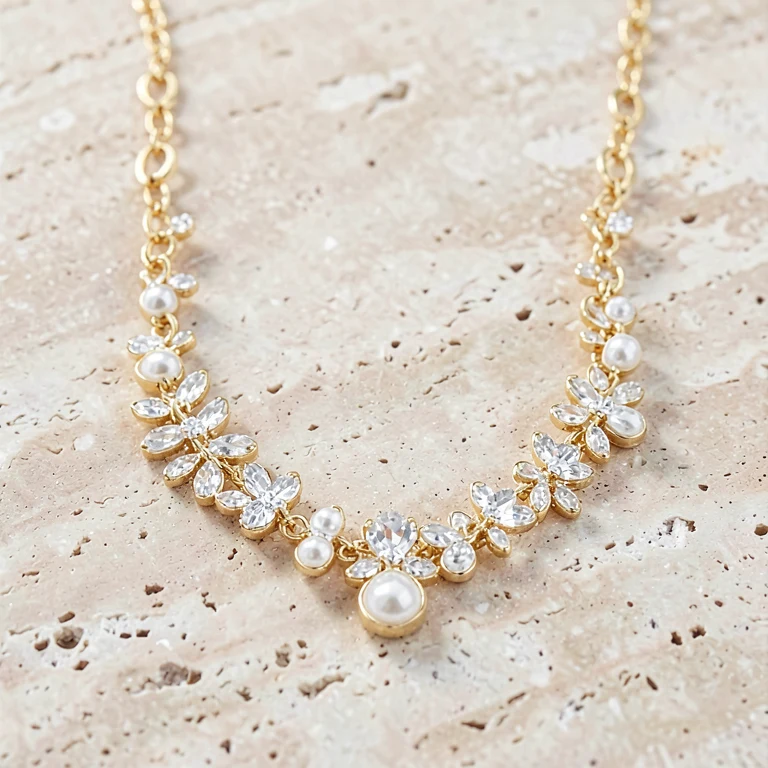 Imitation Crystal-Style Floral Necklace