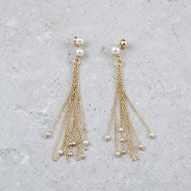 Imitation Gold-Tone Long Tassel Earrings