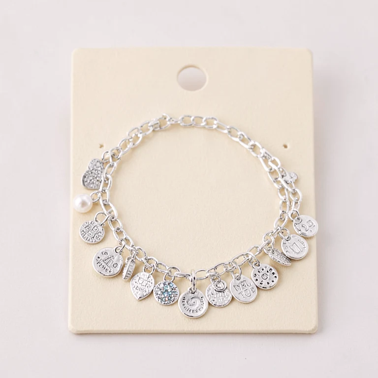 Imitation Silver-Tone Coin Charm Anklet