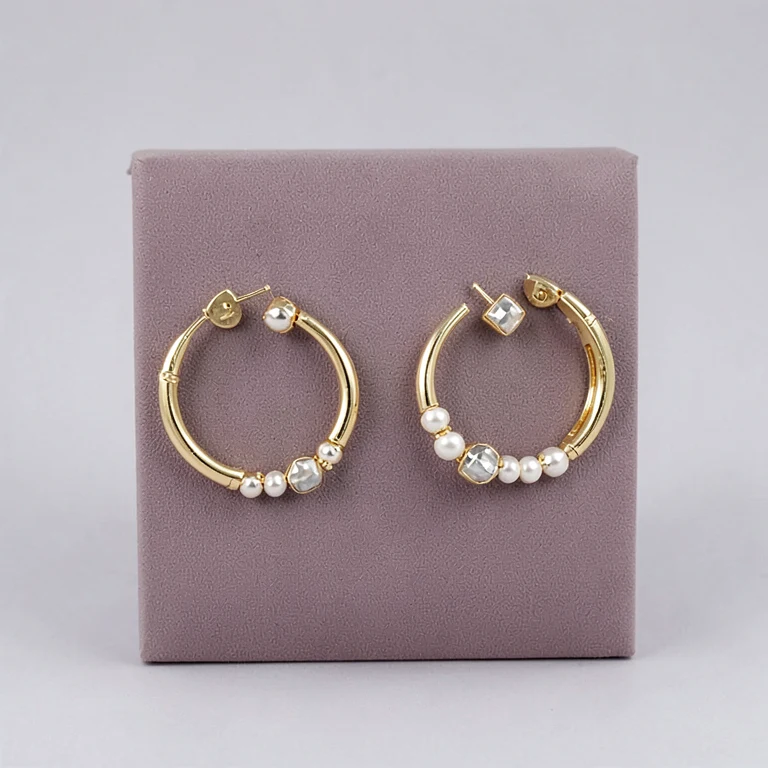 Imitation Gold-Tone Hoop and Stud Earring Set