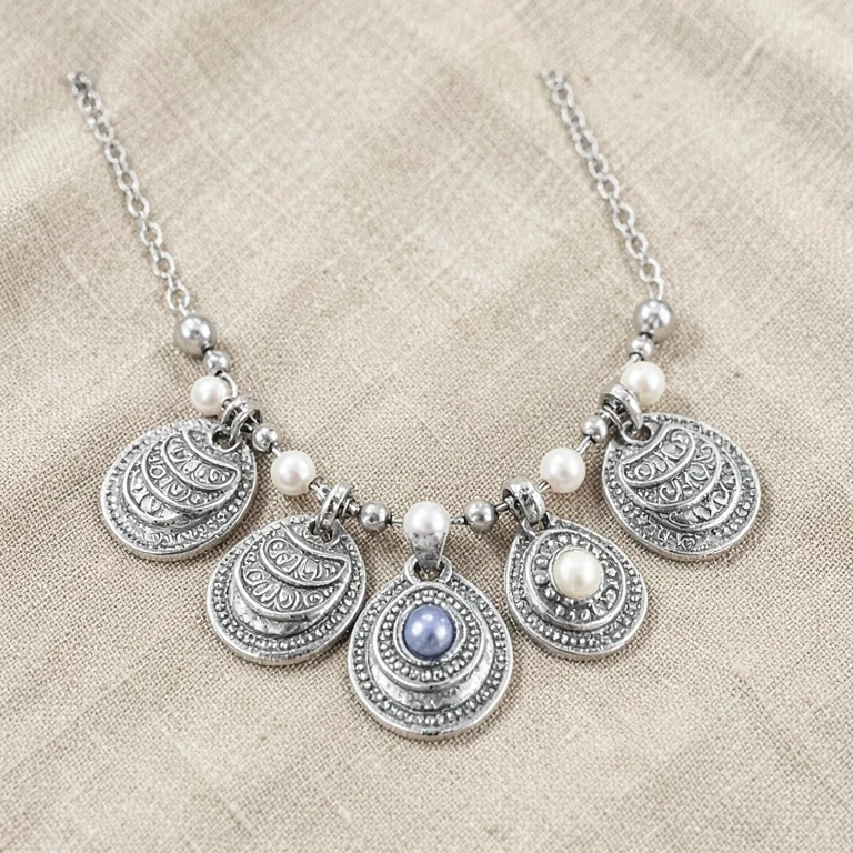 Imitation Oxidised-Tone Statement Necklace