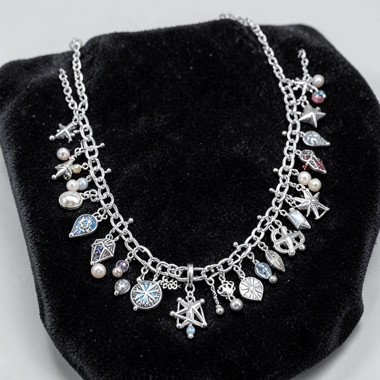 Imitation Silver-Tone Charm Necklace