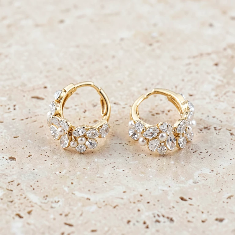 Imitation Crystal-Style Floral Ear Cuff Pair