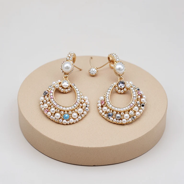 Imitation Gold-Tone Crescent Chandbali Set
