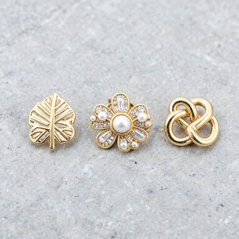 Imitation Gold-Tone Decorative Brooch Trio