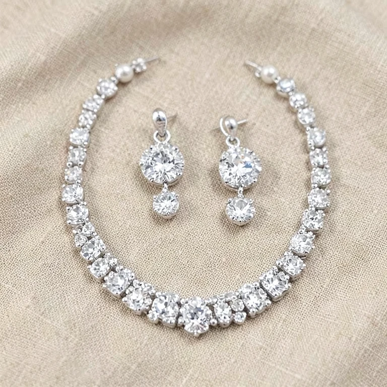 Imitation American-Diamond-Style Necklace Set