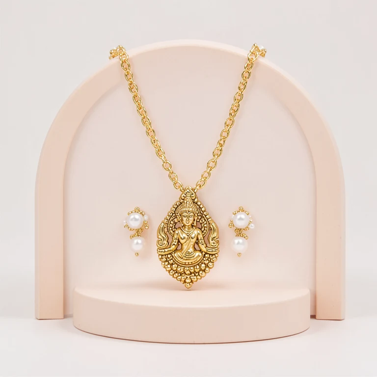 Imitation Temple-Style Goddess Necklace Set