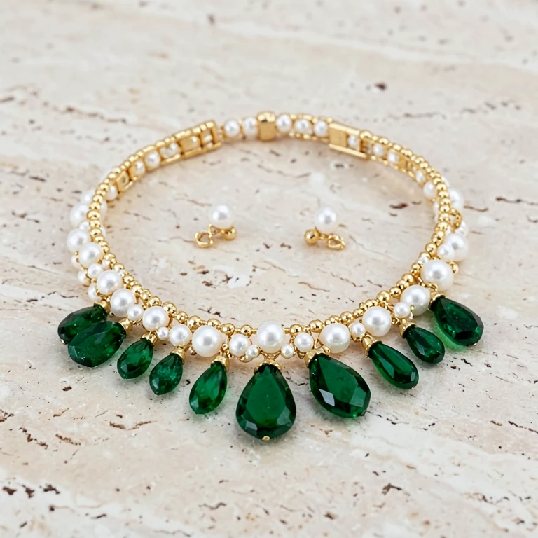 Imitation Emerald-Tone Kundan-Style Choker