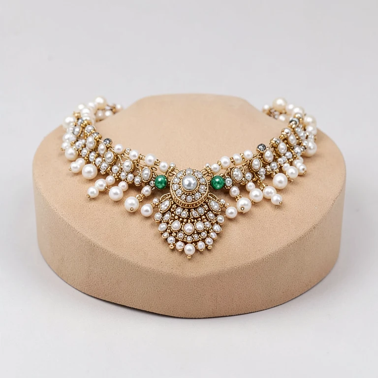 Imitation Faux Pearl Layered Mathapatti