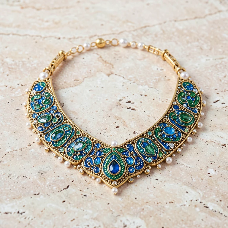 Imitation Meenakari-Style Collar Necklace