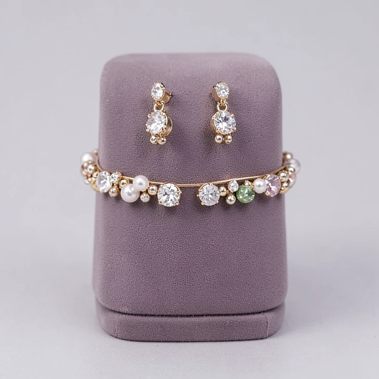 Imitation Champagne Crystal-Style Bracelet Set