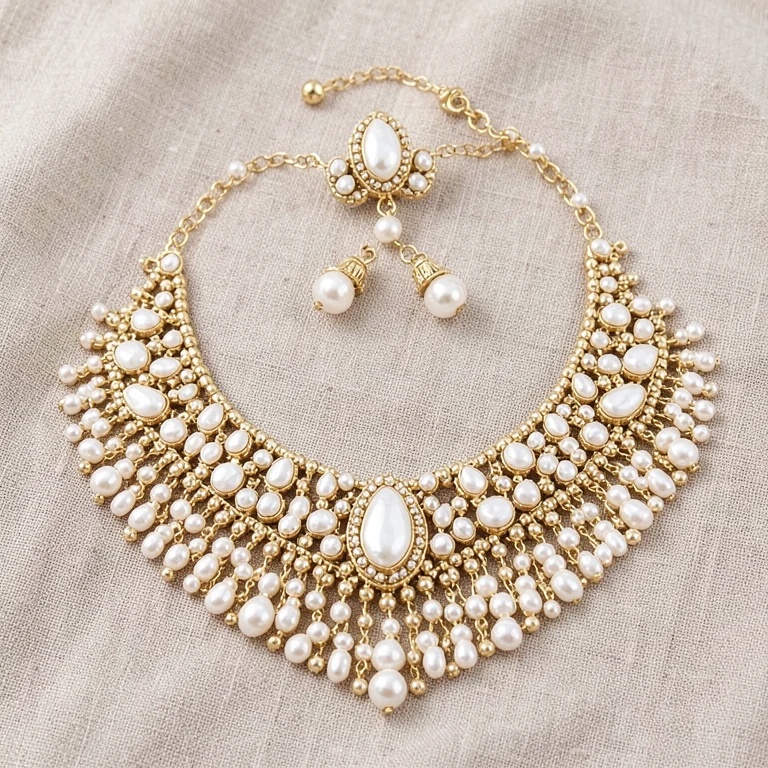 Imitation Polki-Style Bridal Necklace Set