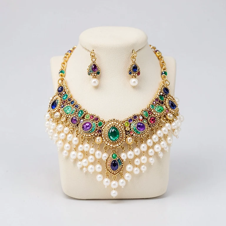 Imitation Meenakari-Style Bridal Necklace Set