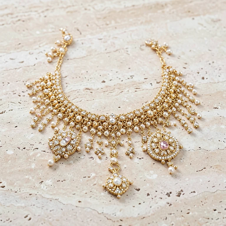 Imitation Kundan-Style Mathapatti and Earring Set