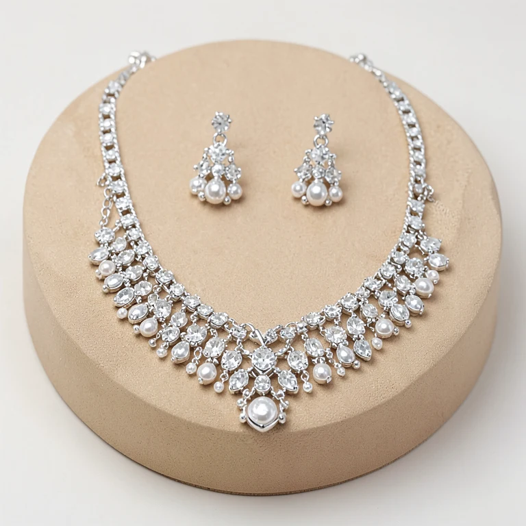 Imitation Silver-Tone Statement Layered Necklace Set