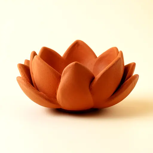 Clay Diya Lotus Set